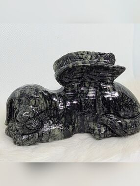 Xiuyan Jade Angel Dog Memorial Winged Dog Pet Remembrance 5” Crystal